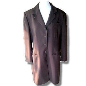 Jones New York Brown Women's long Jacket Work Attire Career Student Fall size 12